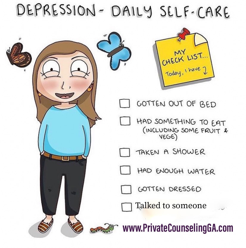 Self Care Checklist For Managing Depression Private Counseling Atlanta Ga Private Counseling